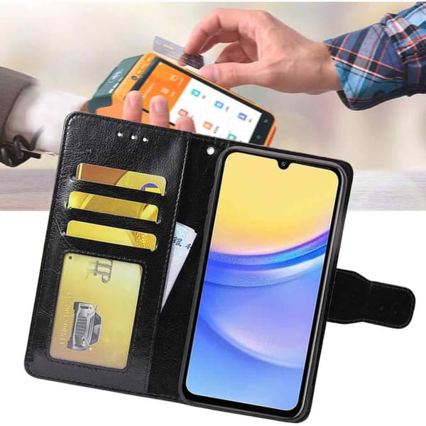 Samsung Galaxy A12 - Wallet Case - Vælg farve! Sort