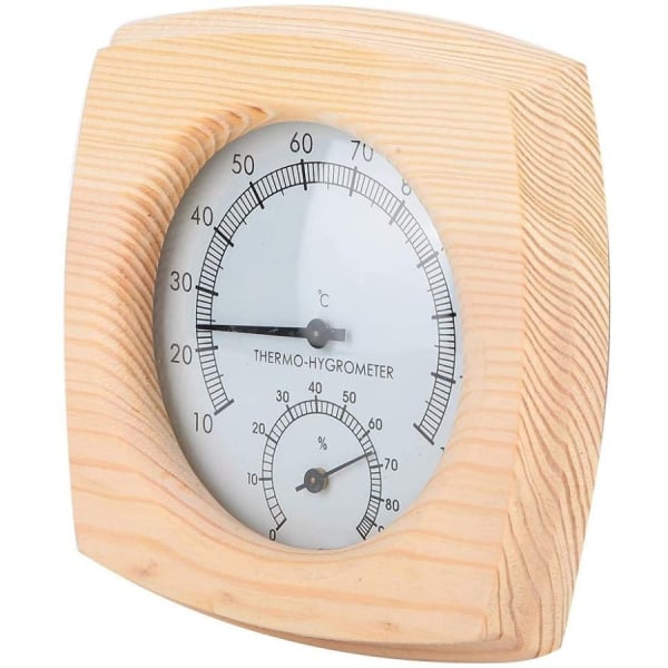 Bastutermometer i trä, hygrometertermometer