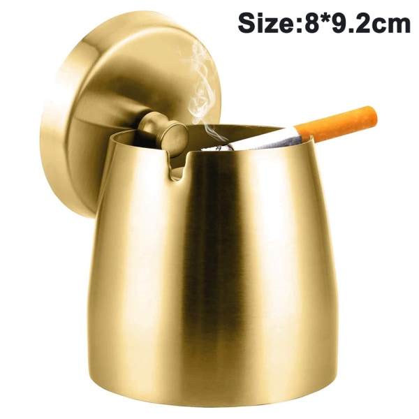 Windproof Ashtray for Cigarettes Outdoor Ashtrays,Gold,Small