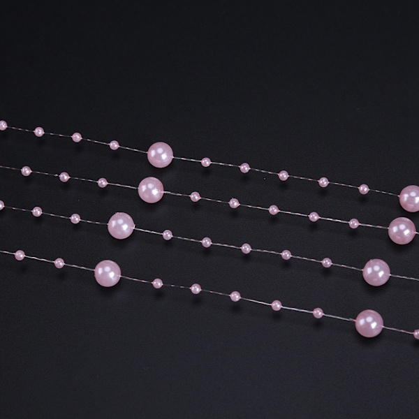 60m/rulle 8+3mm Kunstige Perler DIY Pynt Perler Gardin Bryllup Festival Fest Dekoration Pink