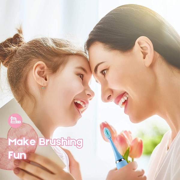 Uppladdningsbar elektrisk tandborste för barn, 6 rengöringsborsthuvud