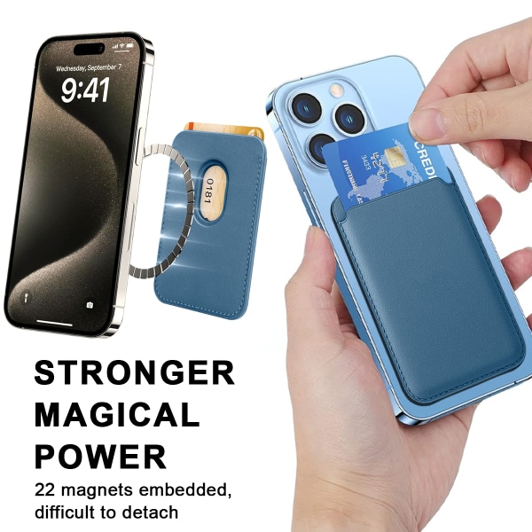 iPhone MagSafe plånbok magnetiskt kortfodral Läder PU