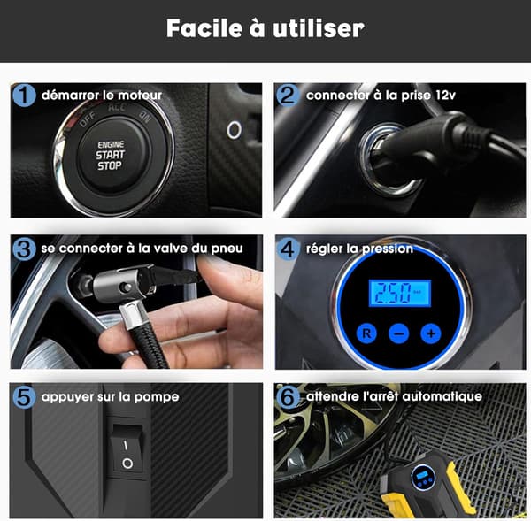 Bil Dekk Inflator, 12V Bærbar Luftkompressor, 150PSI Luftkompressor