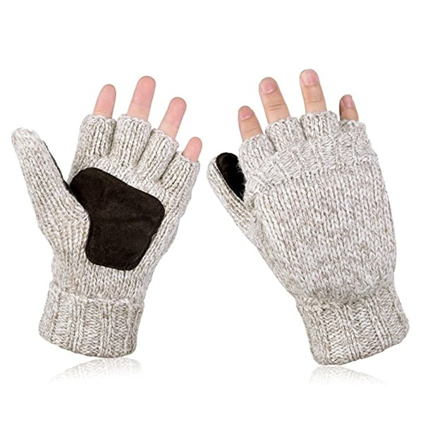 1 stk Kvinders fingerløse strikkede handsker til vinter, foldbare vanter