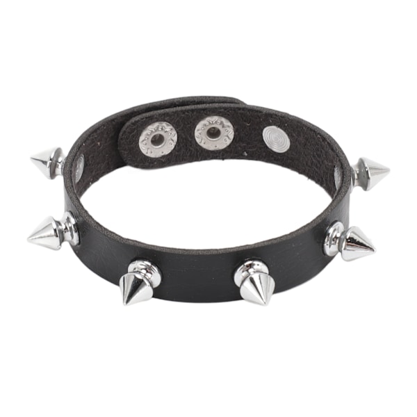 6 Delar Punk Nitar Svart Armband PU Läder Justerbart Tryckknapps Spetsigt Armmanschett för Män Kvinnor 6-Delars Set
