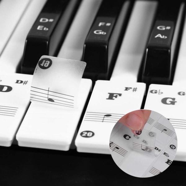 Pianoklaviaturklistermärken för 88 vita och svarta tangenter kan tas bort