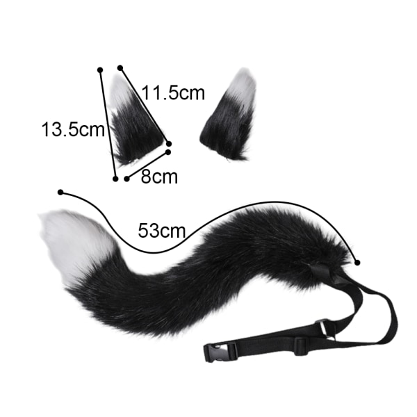 Faux Fur Cat Fox Wolf Furry Tail and Clip Ears for Halloween