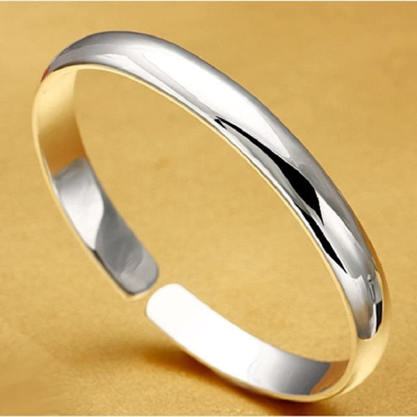 Dam silverpläterat enkelt öppet armband justerbart
