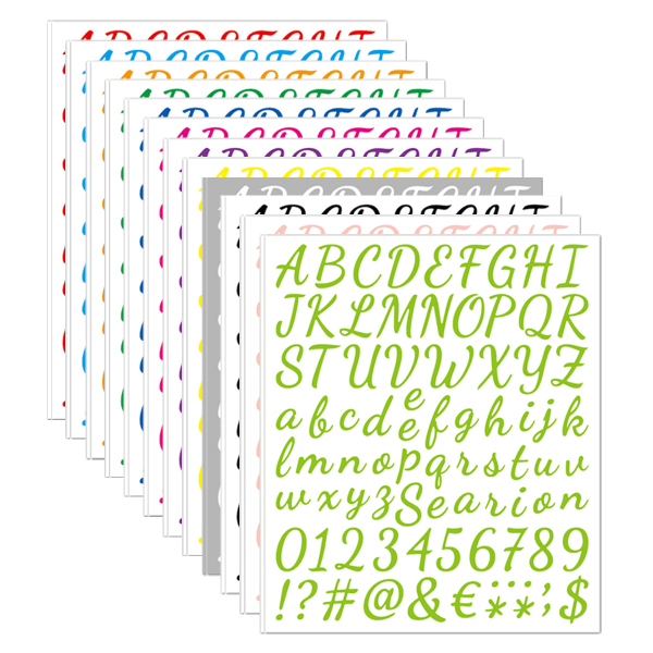 24 ark bogstaver talsæt, selvklæbende kursiv alfabetbogstav