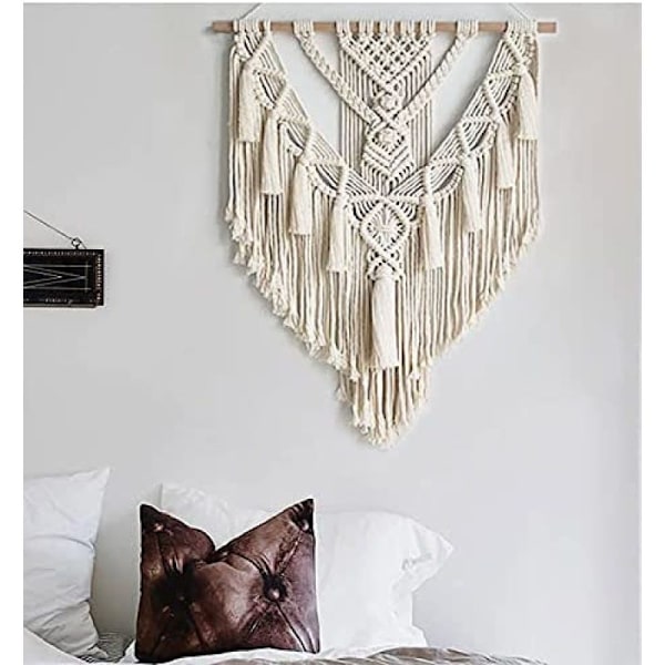 Bohemisk konst med geometrisk vävd gobeläng för västerländsk rumsinredningsgåva, handgjort hantverksornament med ren bomullstråd, Macrame Boho väggbonad