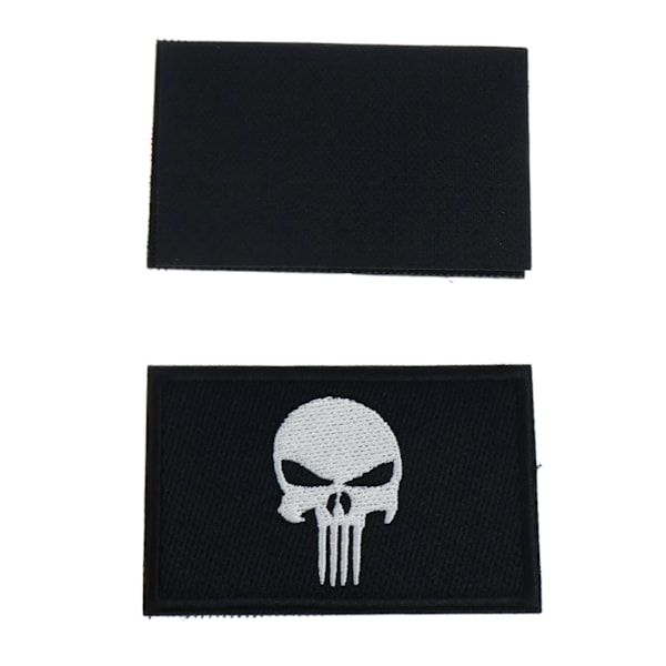 2 st Döskallemärke Taktiskt Märke, Punisher Dead Duty Broderat Stryk-på Kardborremärke, Ögleapplikationsmärken för Militär Uniform Döskalle Taktisk
