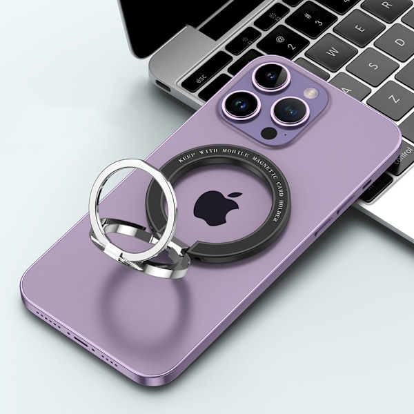 Kompakt Cirkulär Design Magsafe Telefongrepp, Kompatibel med Trådlös Laddning, Multi-Vinkel Justerbart Ställ för iPhone MagSafe Tillbehör (Svart)
