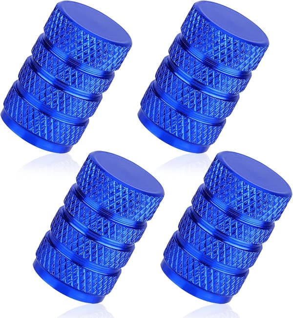 Bildäck Blå Dammskydd, 4-pack Aluminiumlegering Däckventil, Enkel G