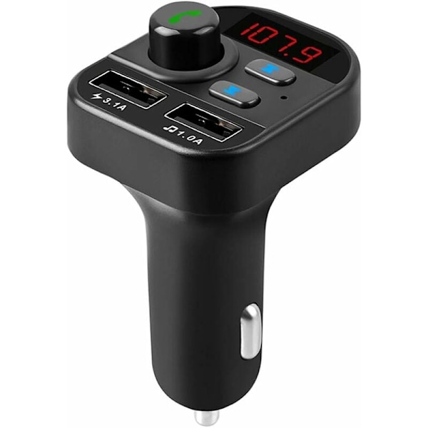 Bil Bluetooth 5.3 FM-sändaradapter, Snabb Dubbel USB-laddare, Brusreducerande Handsfree-samtal, Stämningsljusomkopplare för Bluetooth-enheter