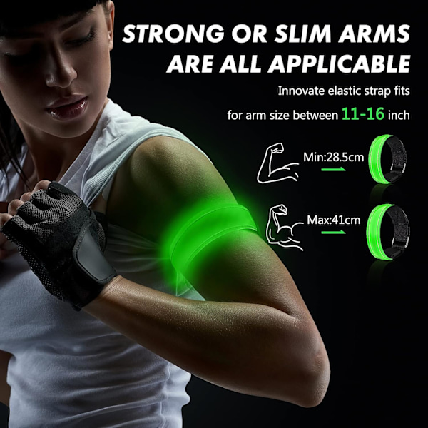Nattjoggingutrustning, Uppladdningsbart Design Reflexbälte, Justerbart Hög Synlighet LED Armband Snabbladdningsläge för Löpning Cykling Bergsklättring