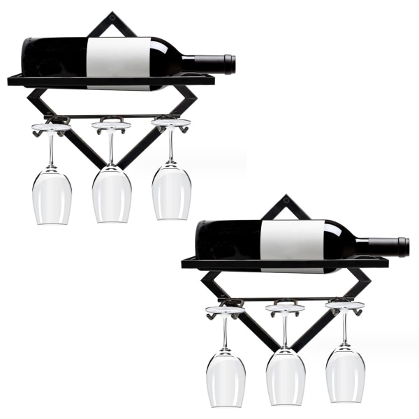 2pieces Metal Wall Mounted Wine Holder,Stemware Glass Rack