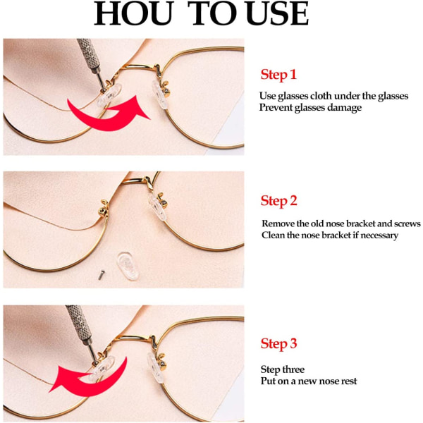 Reparationssats för glasögon, Ersättning av mjuka näskuddar