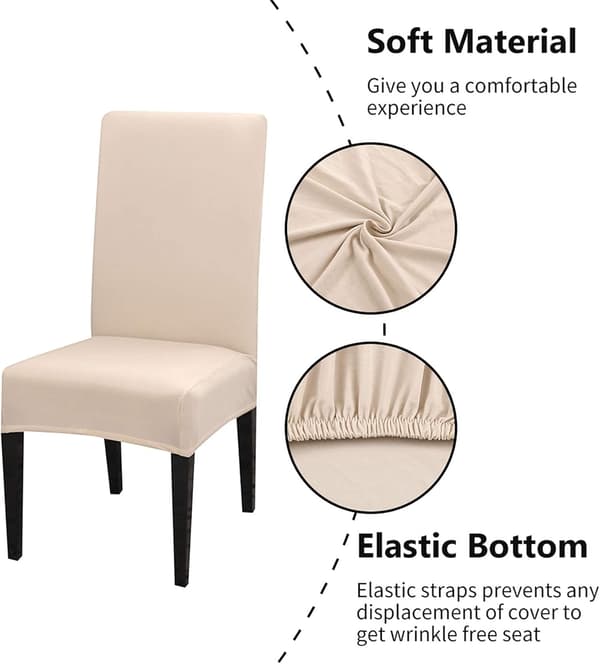 Stretch Stolsöverdrag Set om 4, (Vit) Universal Matstol Pro