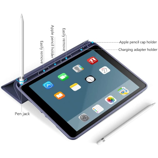 Precisionspassande skyddsfodral, ultratunn design med mjuk TPU-baksida för 10,2 tums iPad, Auto Sleep/Wake-skydd som säkerställer fullständigt skydd och enkel användning