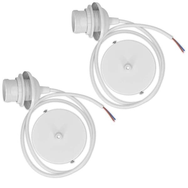 2x elkabel för lampa - Kabel med vit E27 sockel och fixering