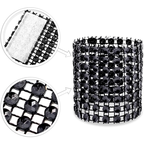 Servietringe, Rhinestone Servietringe Diamantudsmykning Sort