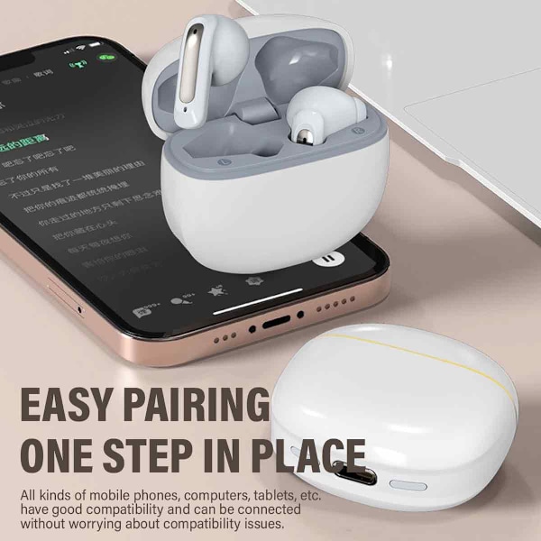 Trådløse ørepropper 5.3 Bluetooth-hodetelefoner med støydemping, ørepropper med mikrofon, berøringskontroll, HiFi-stereolyd Style 1