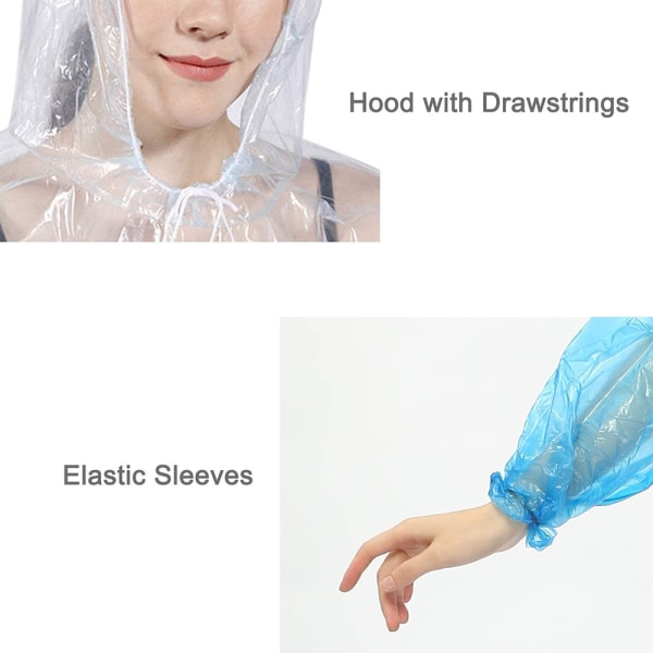 Disposable Rain Ponchos with Hoods Portable Men Women
