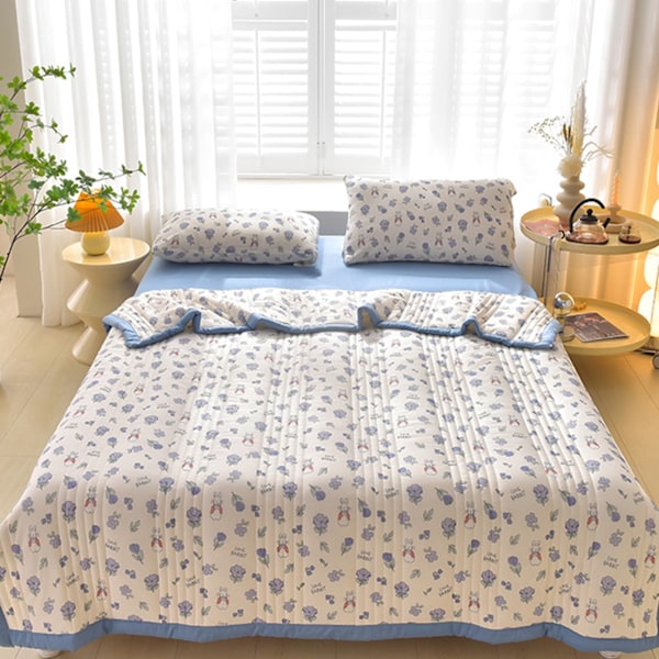 Täcken för Queen Size-säng Lätta överkast, Mjuk säng Sommartäcke Lätt Mikrofiber Överkast, Modern Stil Blommor Mönster Sängtäcke för Alla Säsonger