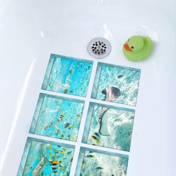 6 STK Bath Treads Stickers Strandmønster Firkantet 3D-klæbende