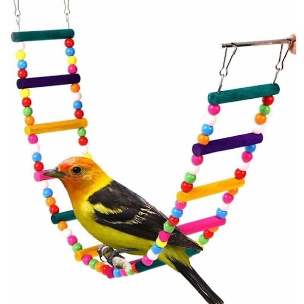 Aviary Äventyr: Fårelleksaker för Undulat, Papegoja, Kakadua, Conure, Ara, Dvärgpapegoja, Fink - 12-stegs Stege för Motion, Tuggande, Lek, Hängande -