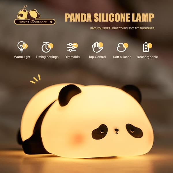 Panda-tema natlampe til børneværelset, sød natlampe i silikone til babyværelset