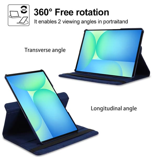Lychee-texturerat 360° roterande surfplattefodral kompatibelt med Samsung 8,7-tums Tab A9 Light blue E model
