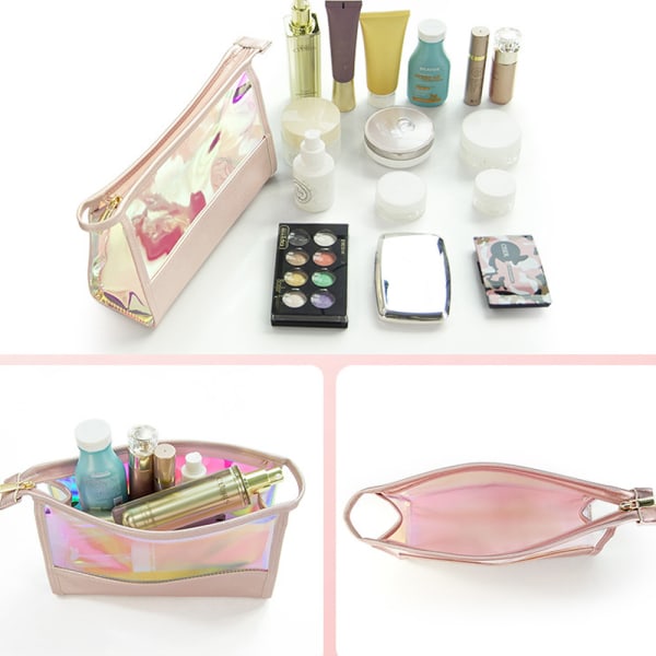 Sminkpåse/söt kosmetisk organizer/Glittrig glittrig pennhållare för kvinnor för skolan/Transparent tonåringar och damer med dragkedja för handväska eller ryggsäck