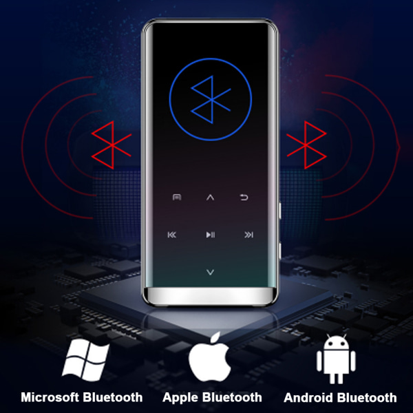 Bluetooth MP3-spelare - Pekskärm med högtalare, HiFi-ljud