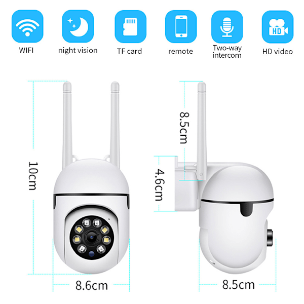 Säkerhetskamera med Adaptivt Mörkerseende, Dual Band WiFi & Väderbeständig Design för Året-Runt-Skydd