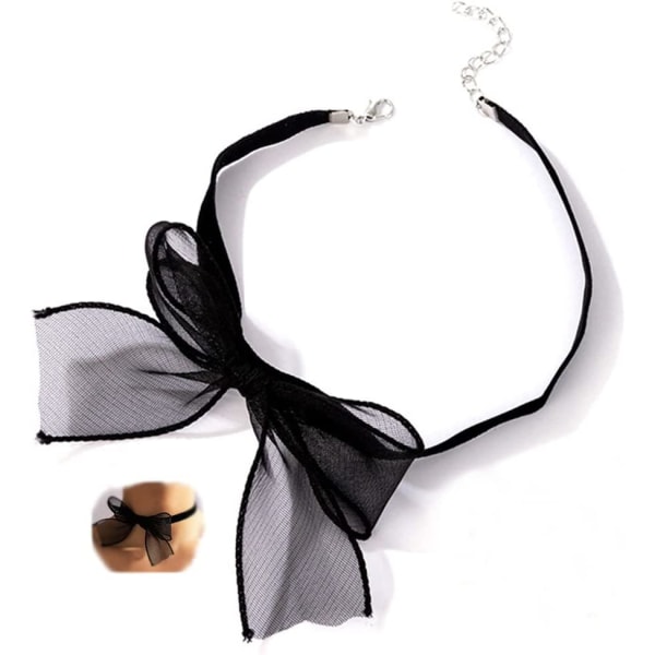 Sexy Black Lace Bow-knot Collar Choker Kaulakoru Pehmeä Velvet