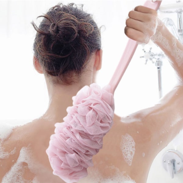 Utsøkt Badesett, Hudeksfolierende Dusjloofah med Håndtak for Enkel Tilgang, Kroppsrengjørende Langt Håndtak Design for Menn og Kvinner (3 stk)