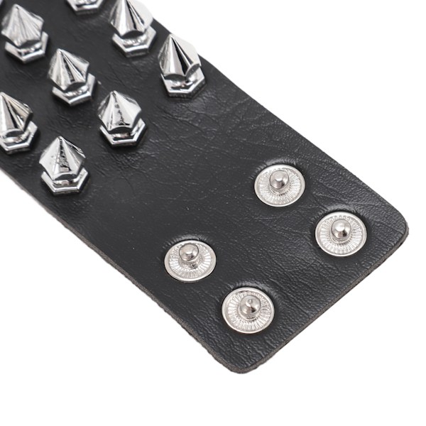 6 Delar Punk Nitar Svart Armband PU Läder Justerbart Tryckknapps Spetsigt Armmanschett för Män Kvinnor 6-Delars Set