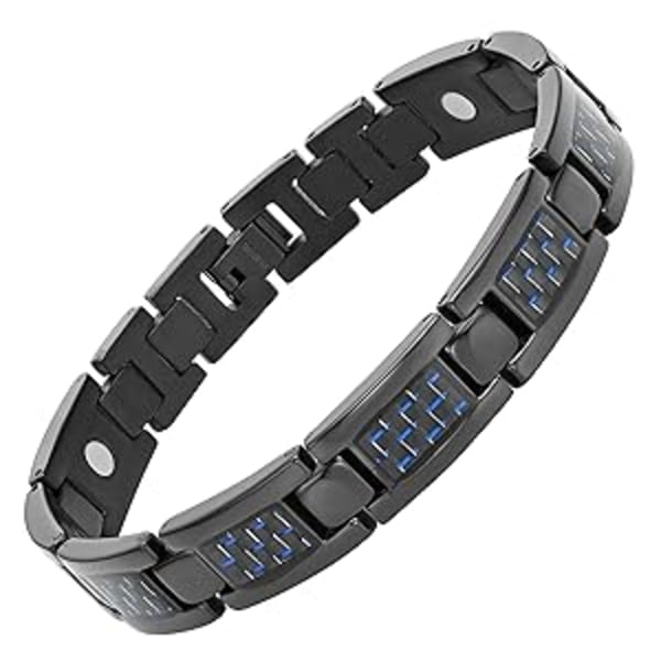 Premium Kolfiber Armband för Män, Titan, Justerbar Storlek, Innehåller 3000 Gauss Magneter, Elegant Gåva Till Honom, 8.5 Tum Långt och .47 Tum Brett