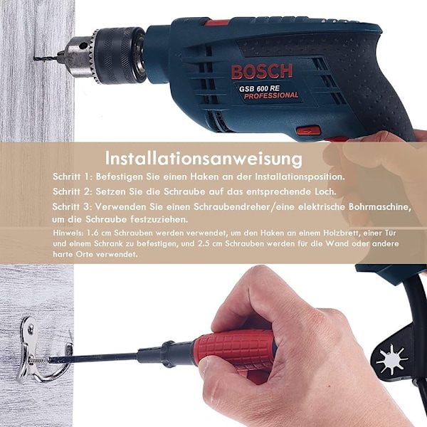 Lättinstallerade Dubbla Väggkrokar, Utrymmesbesparande Högkapacitets Klädkrokar för Mångsidig Användning, Stilren Modern Design Kraftig Rostbeständig