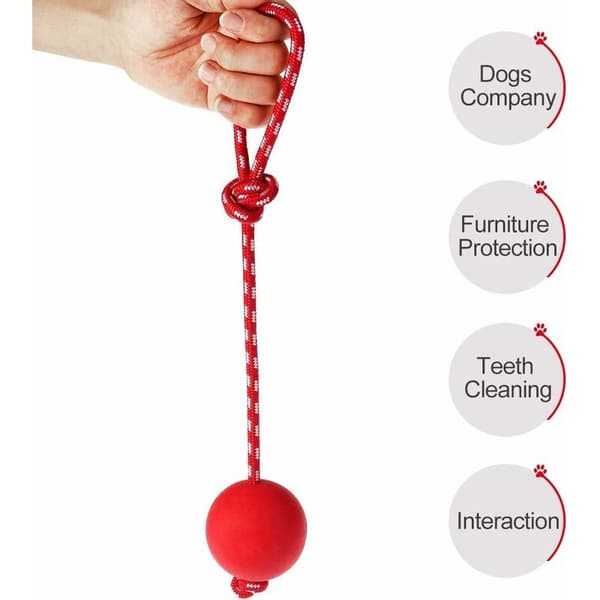 Hundleksak Boll, 1 st Elastisk Hundleksak Boll med Rep, Naturlig Gummi