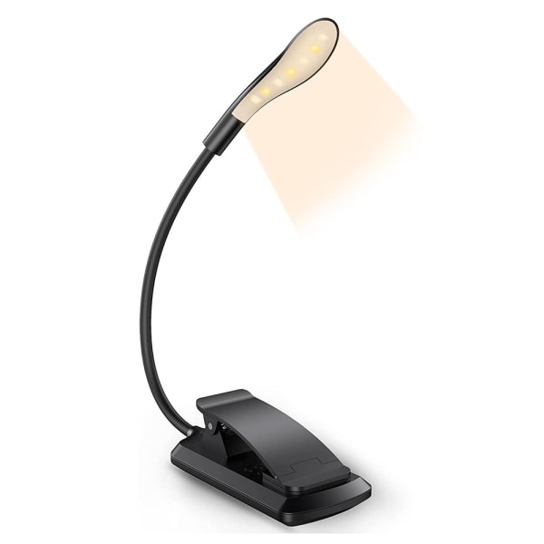 Bokljus, laddningsbart LED USB läsljus, svart