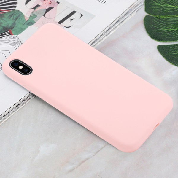 Flytande silikongummiskal för iPhone Xs Max, Elegant skydd med mikrofiberfoder för 6,5-tum, Rosa