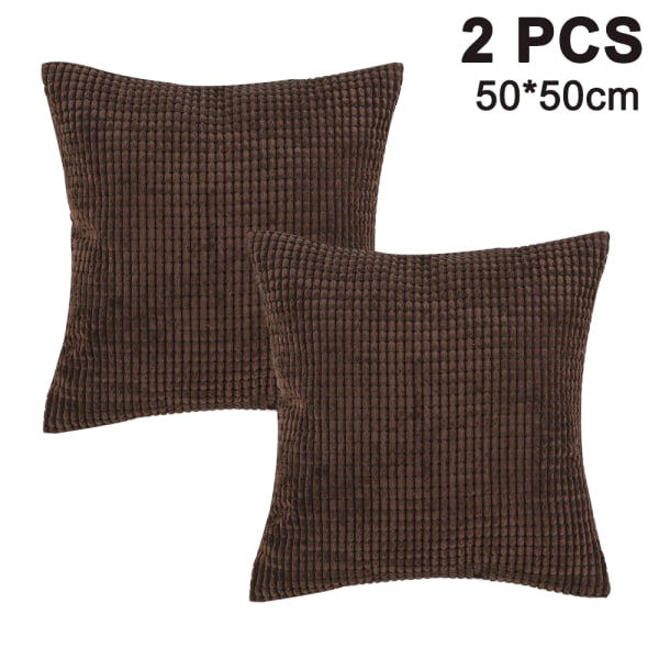 Pakke med 2, fløjl firkantet pudebetræk, brun, 50x50 cm