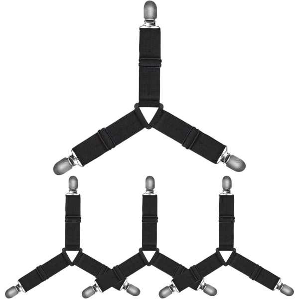 4 stk. justerbare sengepladeholderstropper, trekantformet, skridsikker