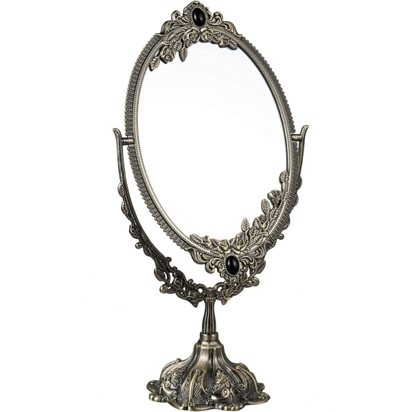 Vintage Makeup Spejl 29cm Oval Piedestal Vanity Spejl Dobbelt