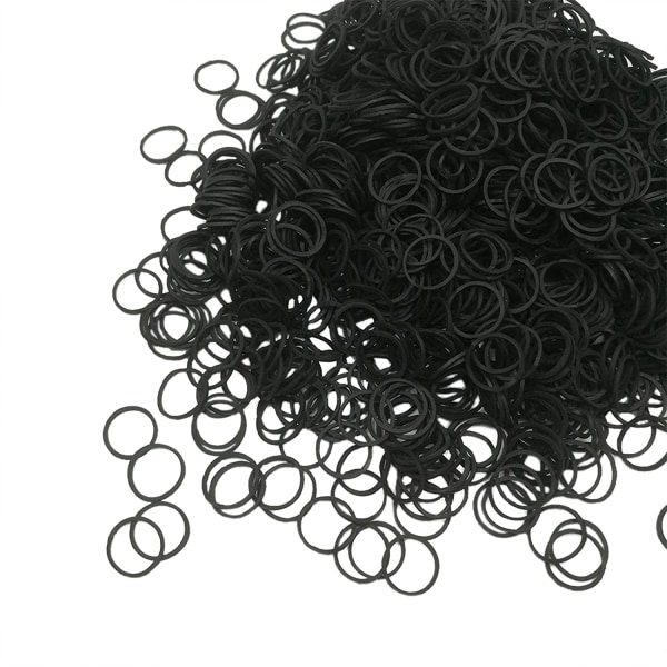 Mini gummibånd, myke elastiske bånd, (1000 stykker, svart)