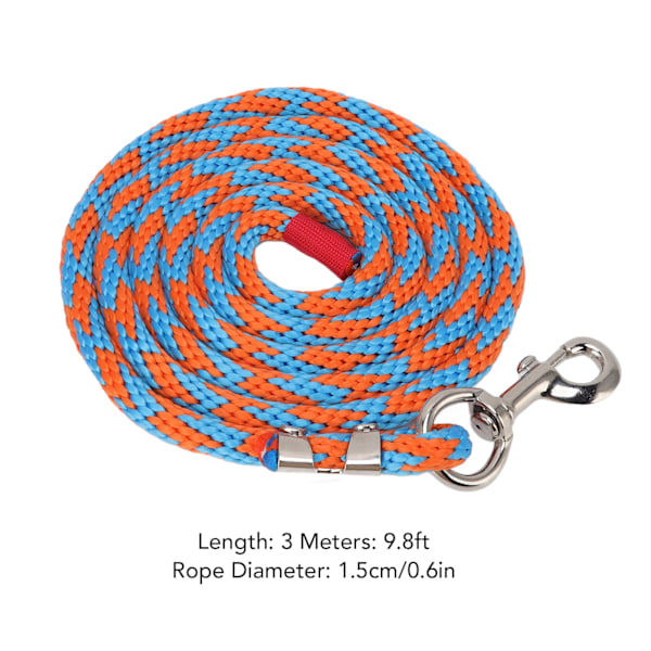 Bekväm djurbindslina, rostfria vridbara clips för säker och pålitlig kontroll, 3 meter, snabbspänne för enkel fastsättning, orange