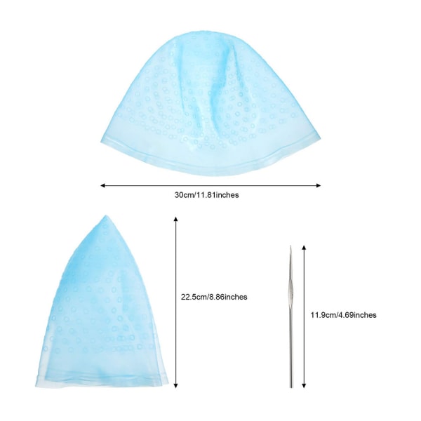 Hæklet silikonehætte, genanvendelig silikonehætte til hårfarve, blå