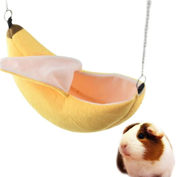 Banan Hamsterbädd med Tjocka Plyschtyger, Varm Ekorre Igelkott Hus 20 * 6.5 Cm, Mjuk Varm Fleece Året-Runt Användning, Enkel Portabel Hängande Design
